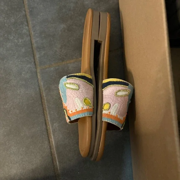 Haute Hippie Sandals Beaded Embroidered Slip on Women's sz 9 Boho Hippie Spring - Picture 6 of 10